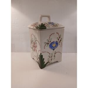 Canister Andrea By Sadek Jay Willfred Hand Painted Porcelain Portugal LARGE